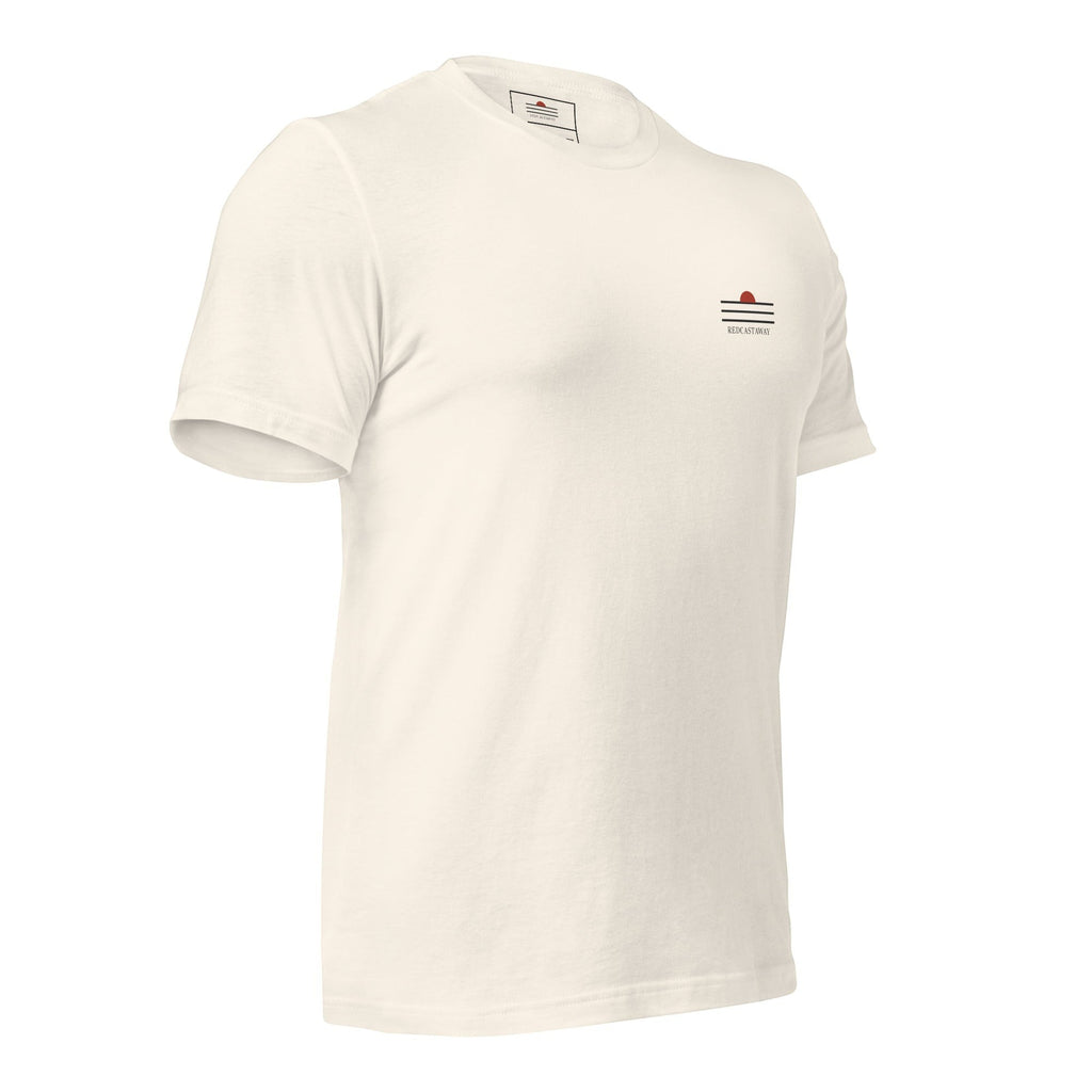 Redcastaway™ cream 100% cotton classic fit t-shirt with subtle chest logo. Short sleeves, crew neck, perfect for casual wear.