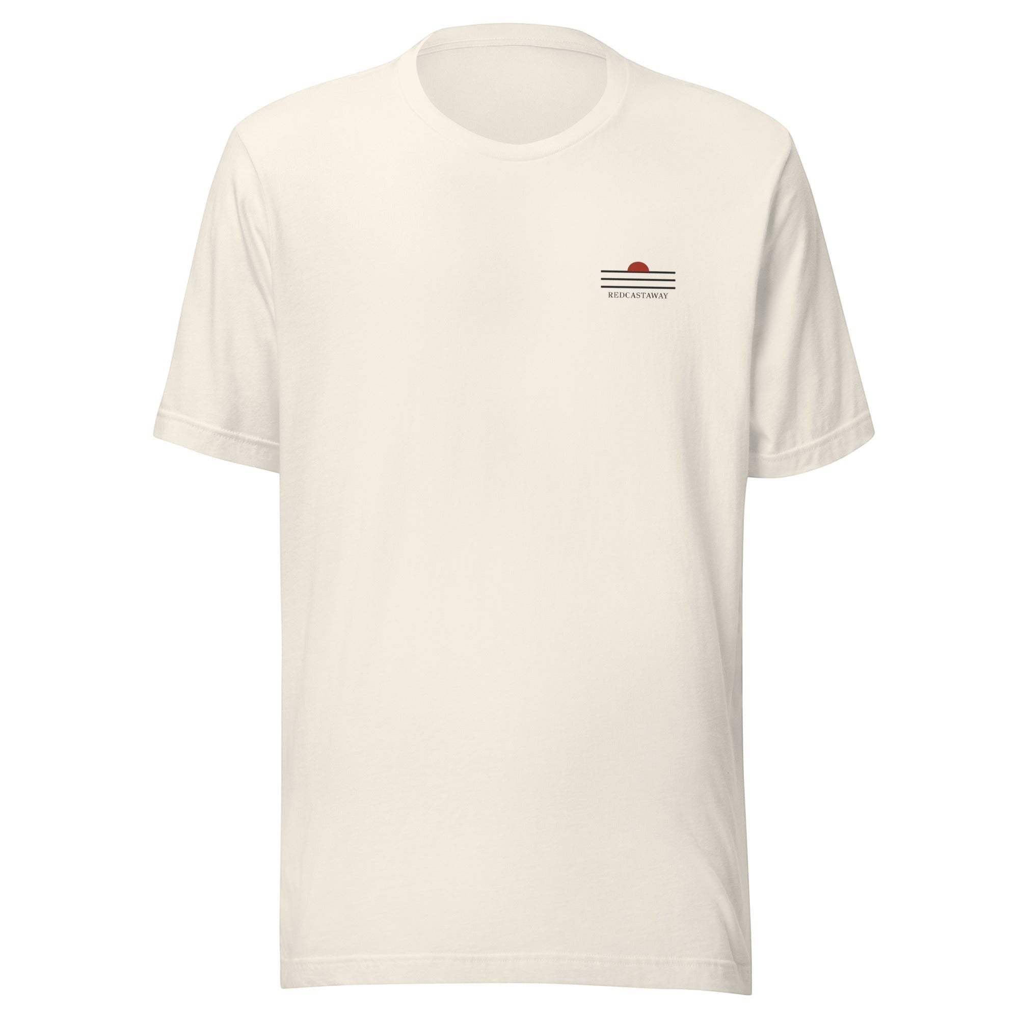 Redcastaway Horizon Wave unisex t-shirt in cream, made from 100% combed and ring-spun cotton with a small embroidered wave logo.