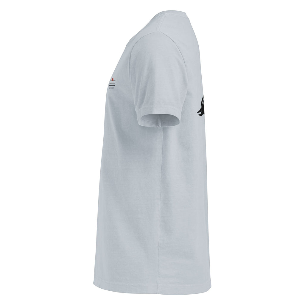 Redcastaway™ light blue 100% cotton oversized t-shirt with a wave and sun graphic on the back and subtle branding on the front.