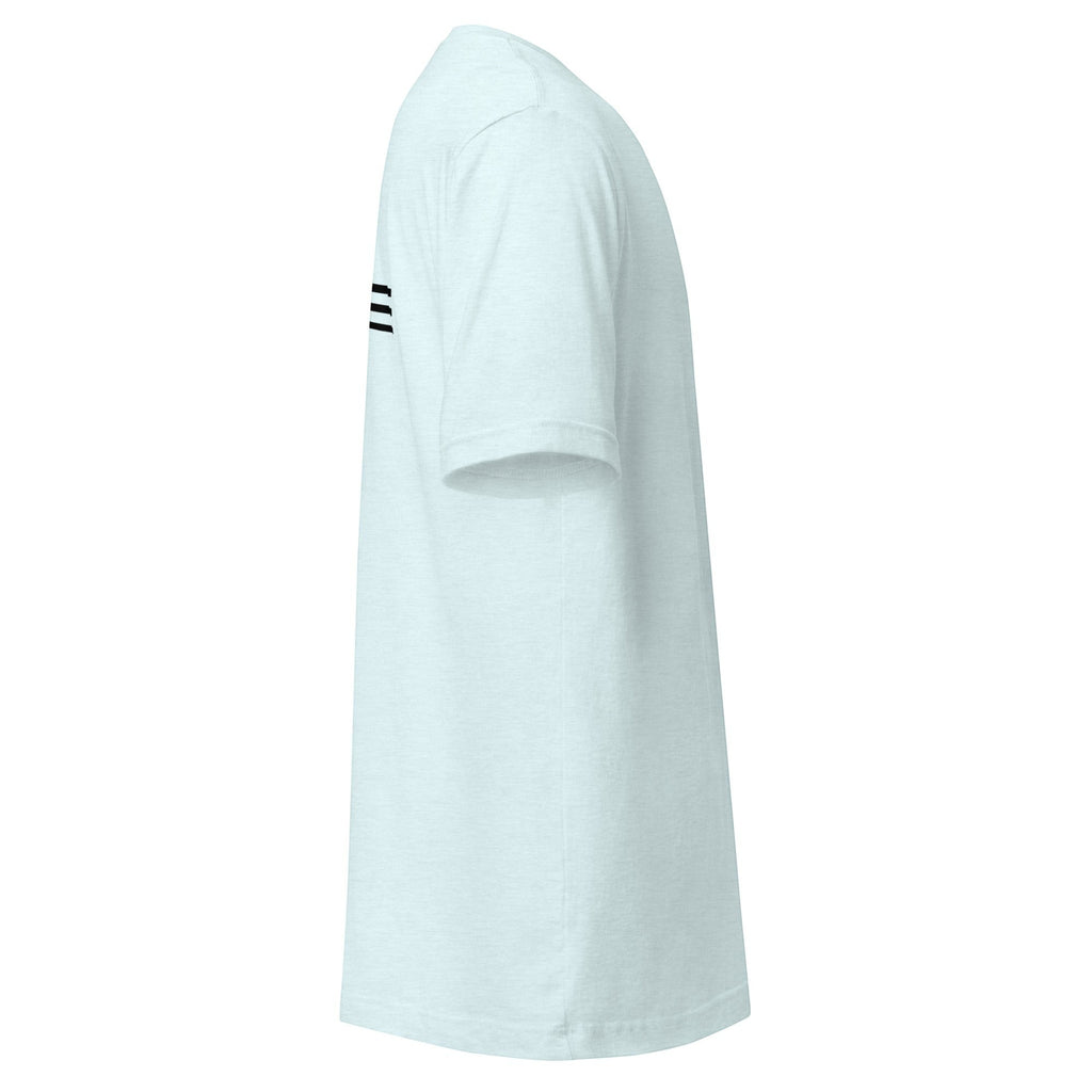 Redcastaway Horizon Wave unisex t-shirt in light blue, made from 100% combed and ring-spun cotton with a subtle wave graphic.