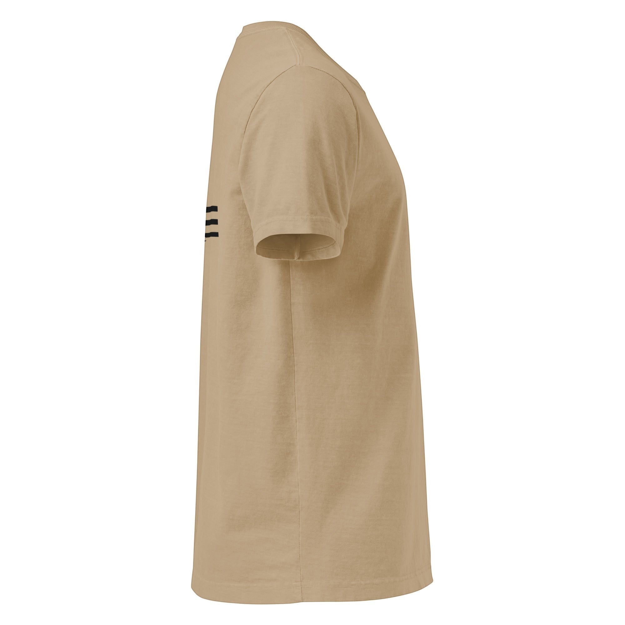 Redcastaway™ tan 100% cotton oversized Horizon Wave Tee with black graphic detail on back and front.