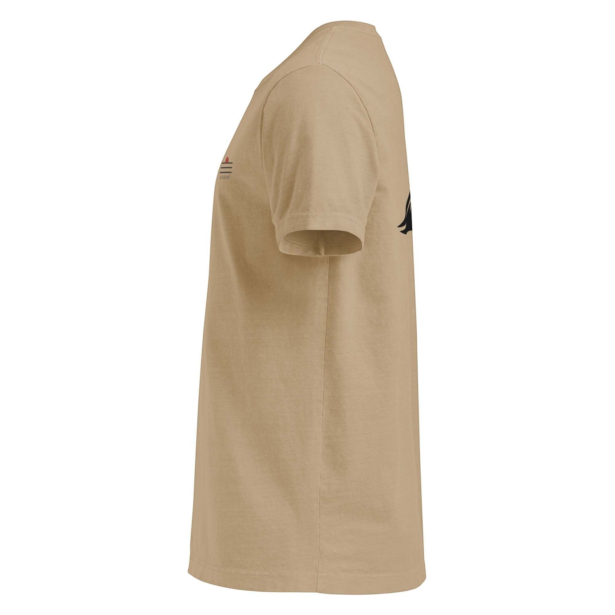 Redcastaway™ unisex oversized t-shirt in tan cotton with a wave and sun graphic on the back.