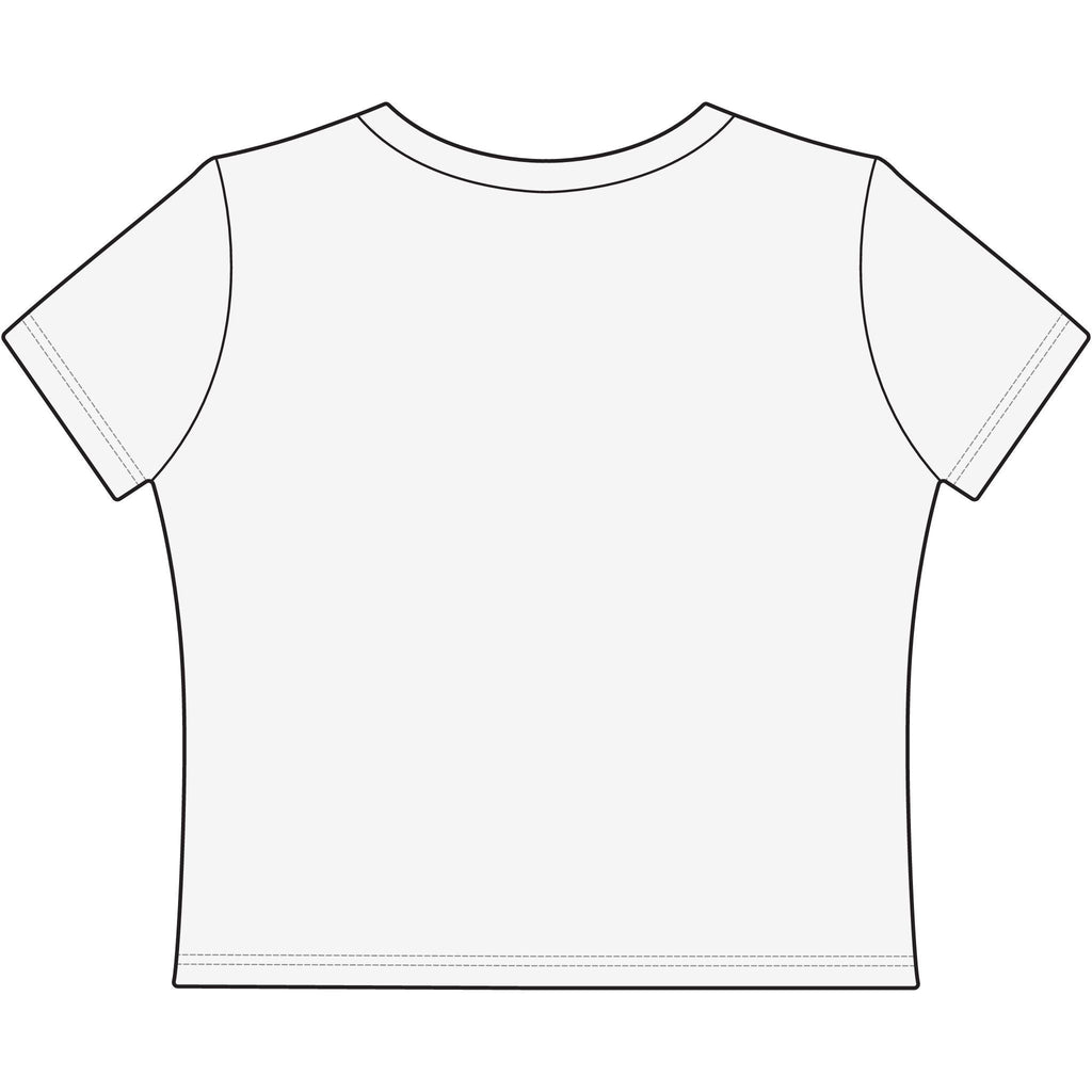 Redcastaway Women's white cropped baby tee with crew neck and short sleeves, made of 60% cotton and 40% polyester.