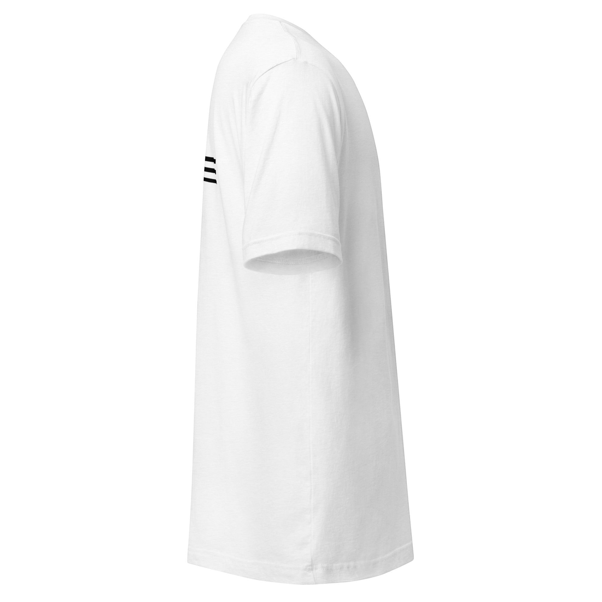 Redcastaway Horizon Wave unisex t-shirt in white, made from 100% combed and ring-spun cotton with a subtle logo detail.