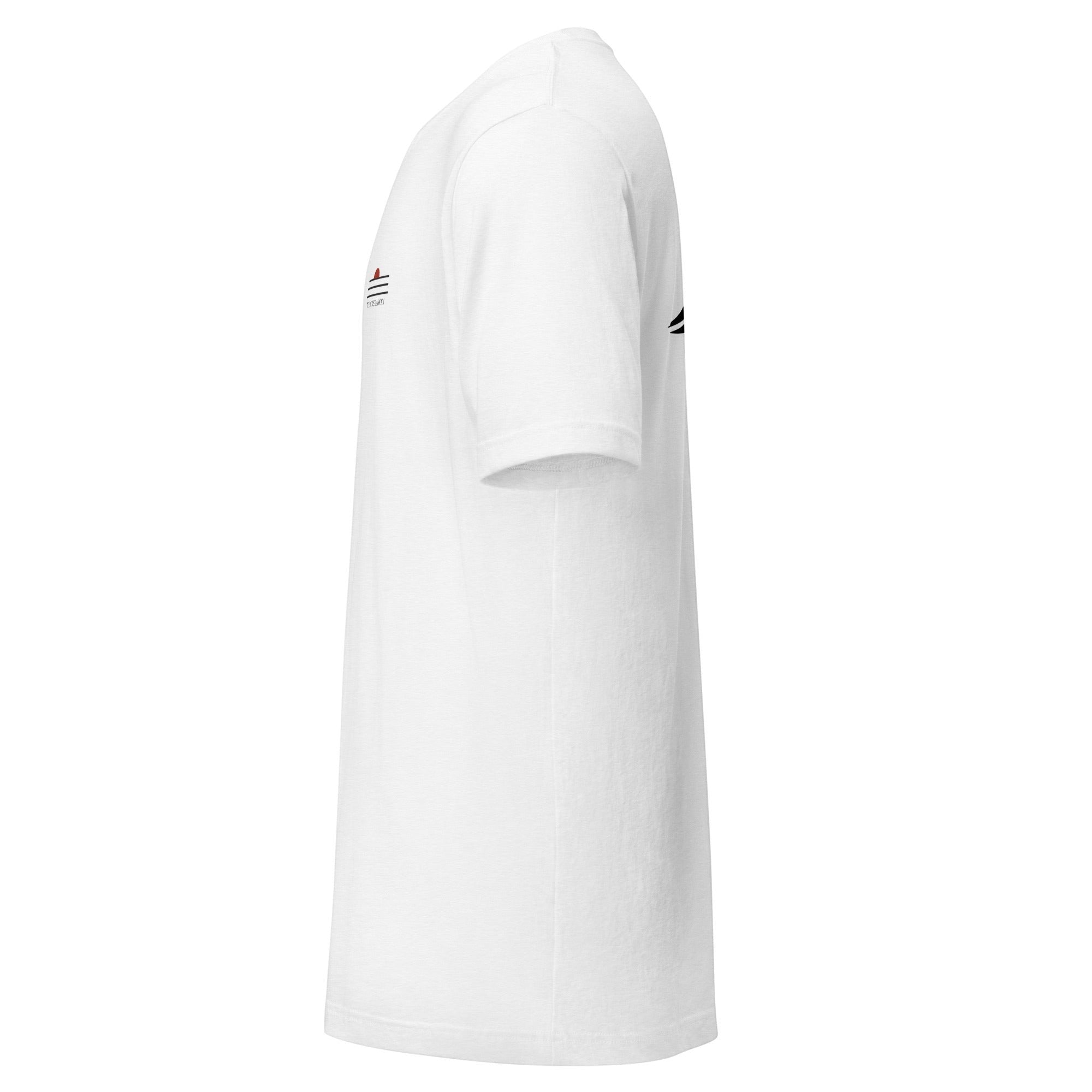 Redcastaway Horizon Wave unisex t-shirt, white, 100% combed and ring-spun cotton, crew neck, short sleeves.