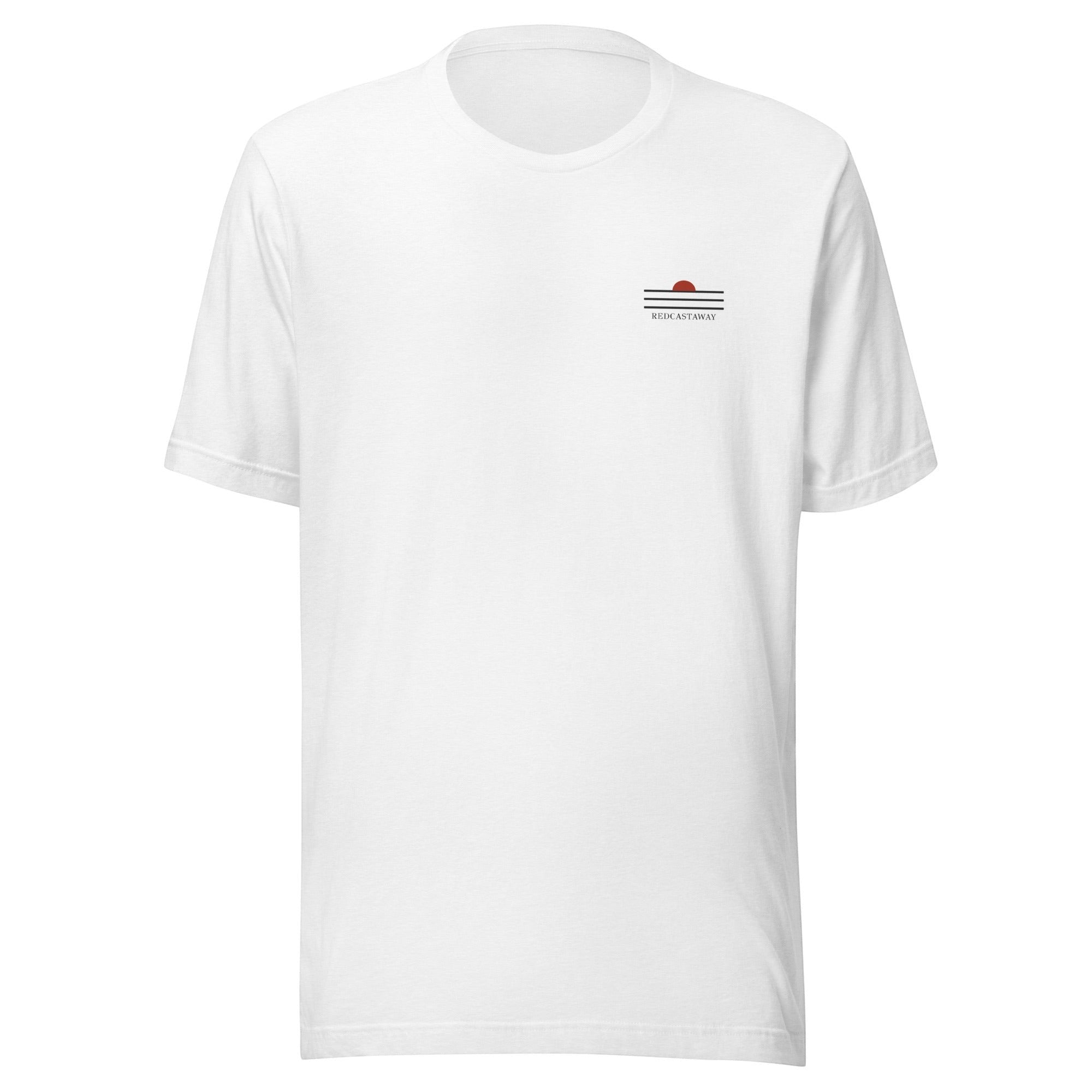 Redcastaway white unisex t-shirt with Horizon Wave logo on chest. 100% combed cotton.