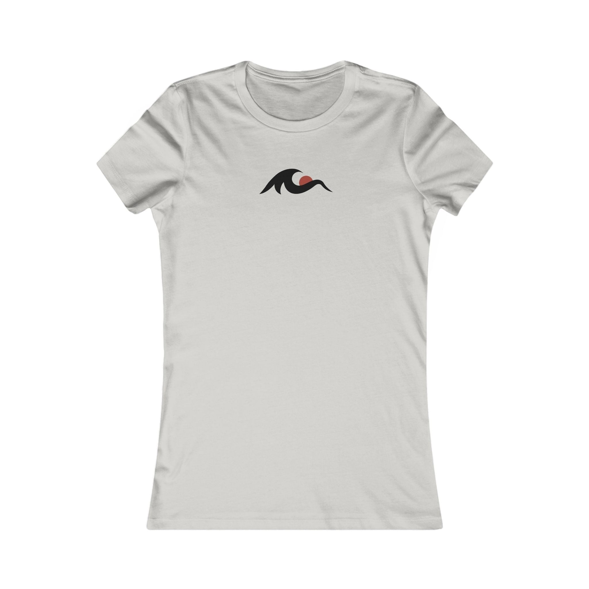 Redcastaway Women's light grey cotton t-shirt with a small black and red wave logo on the chest. Slim fit, crew neck, short sleeves.